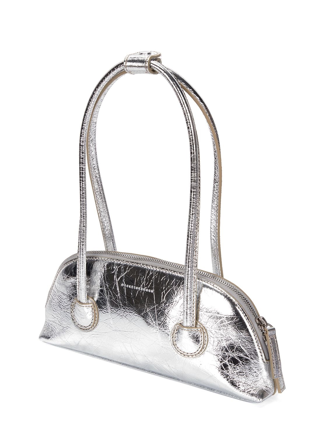 Marge Sherwood Bessette Leather Shoulder Bag In Silver Crinkle