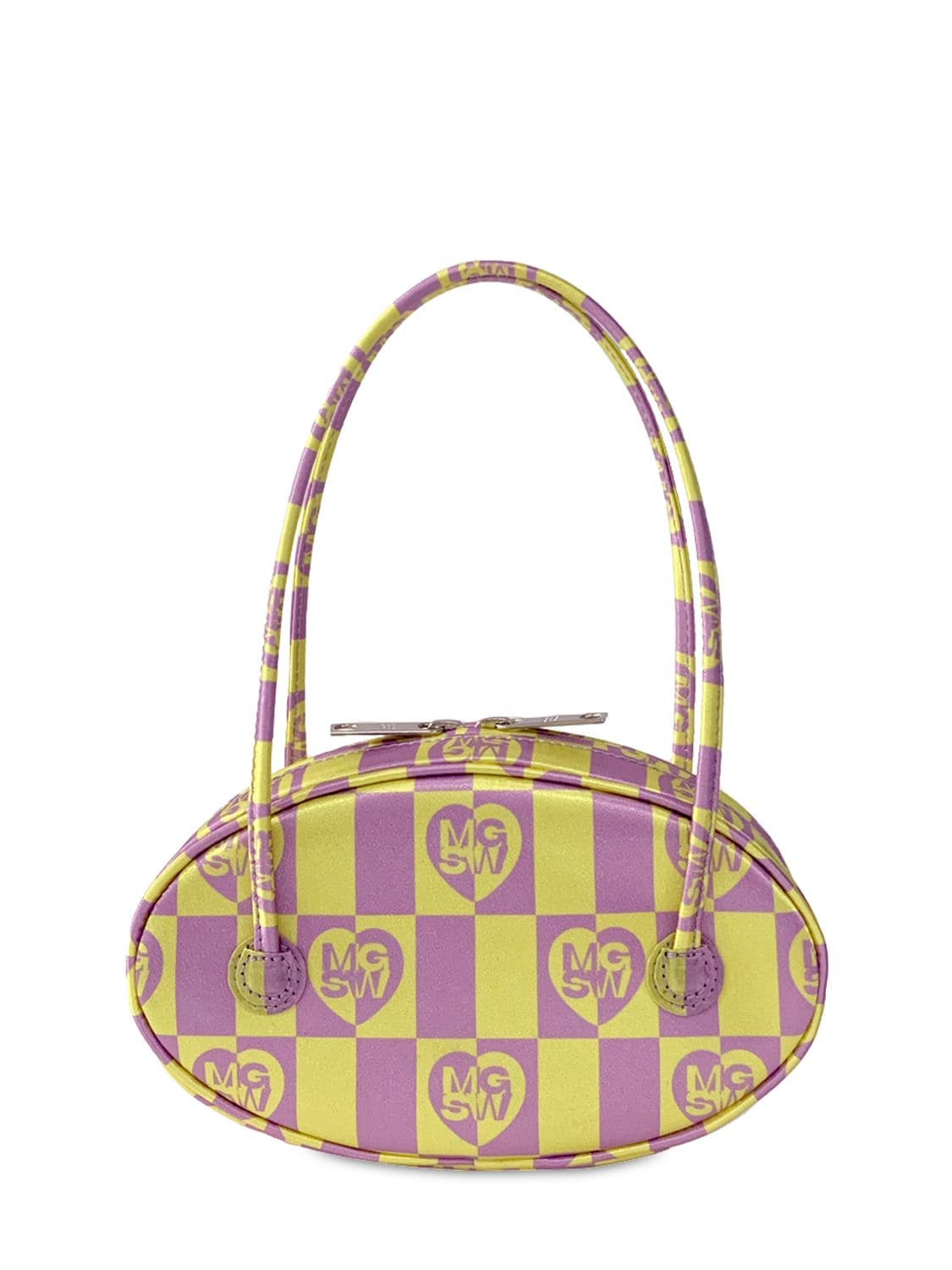 Marge Sherwood Egg Satin Top Handle Bag In Yellow,purple