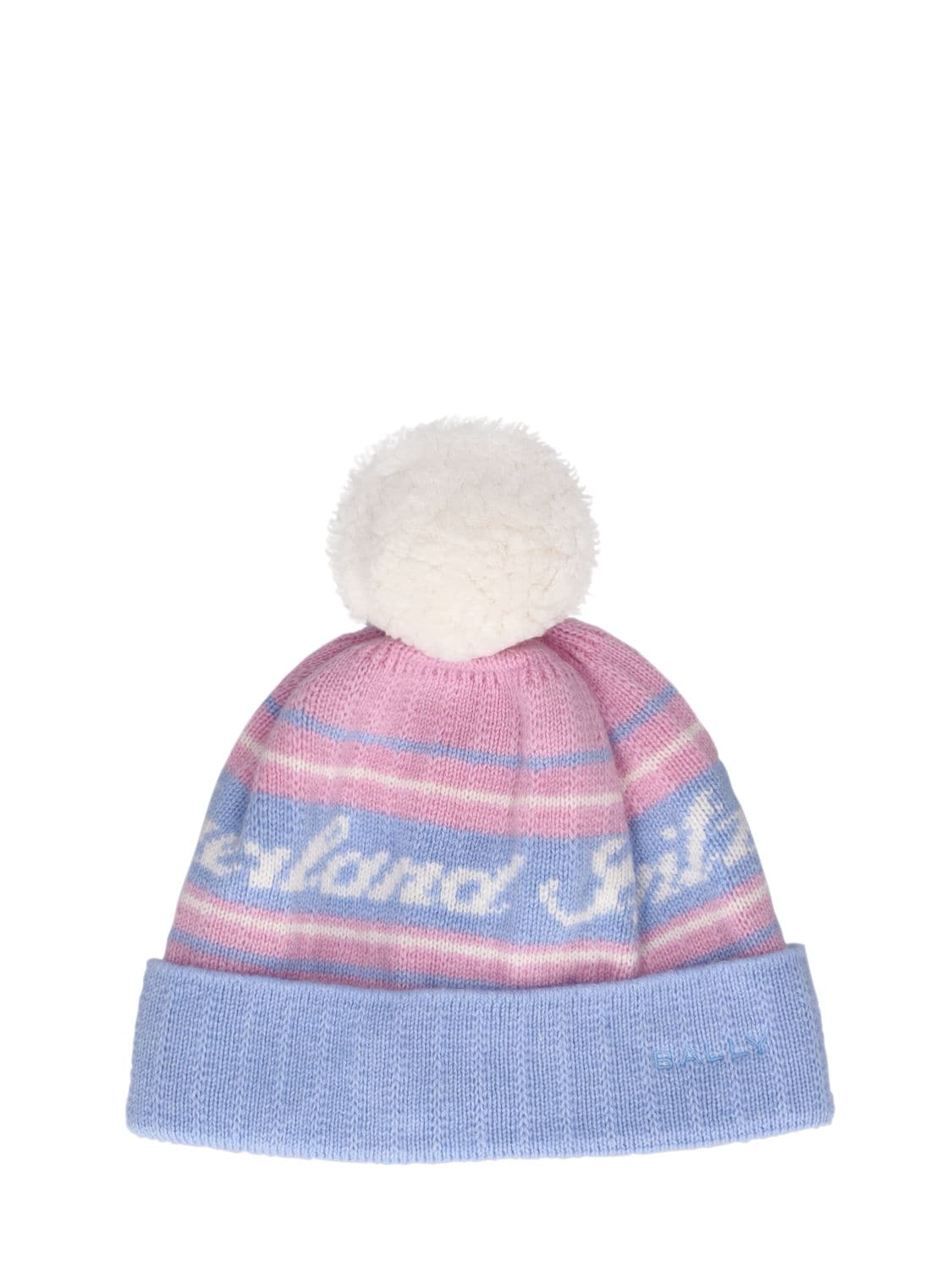 Bally Curling Logo Beanie In Pink,blue
