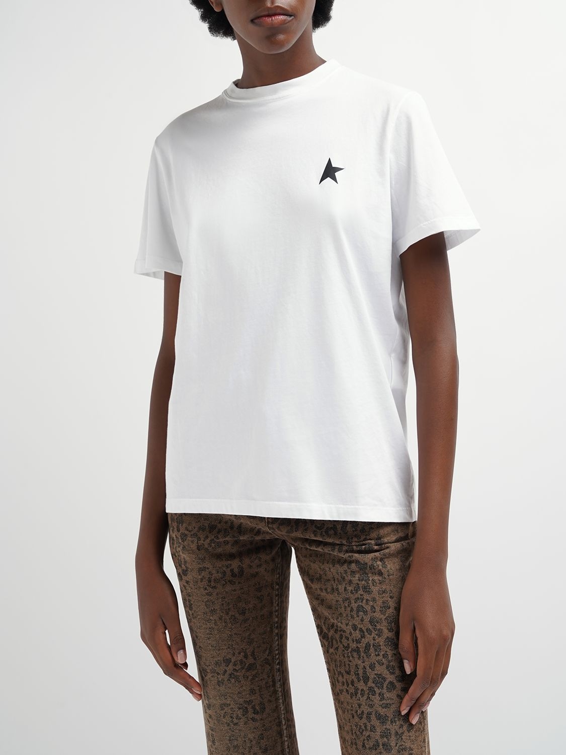 Shop Golden Goose Star Cotton Jersey T-shirt In White,black