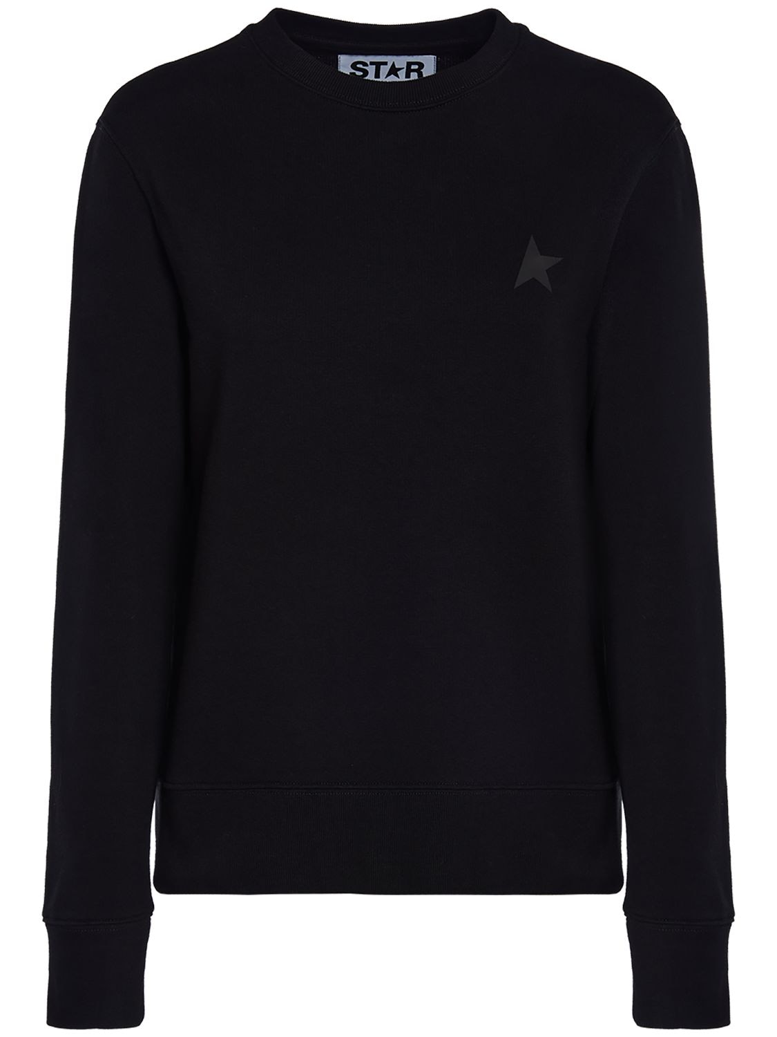 Shop Golden Goose Star Athena Crewneck Cotton Sweatshirt In Black
