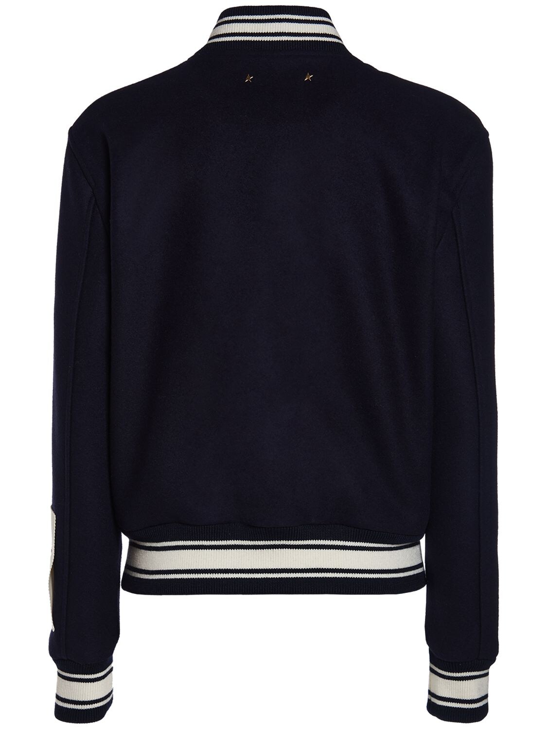 Shop Golden Goose Golden Wool Bomber Jacket In Dark Blue