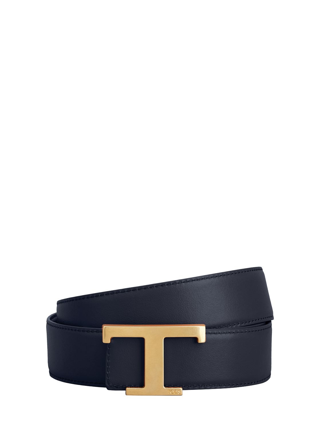 Tod's 3.5cm Reversible Logo Leather Belt In Black,blue