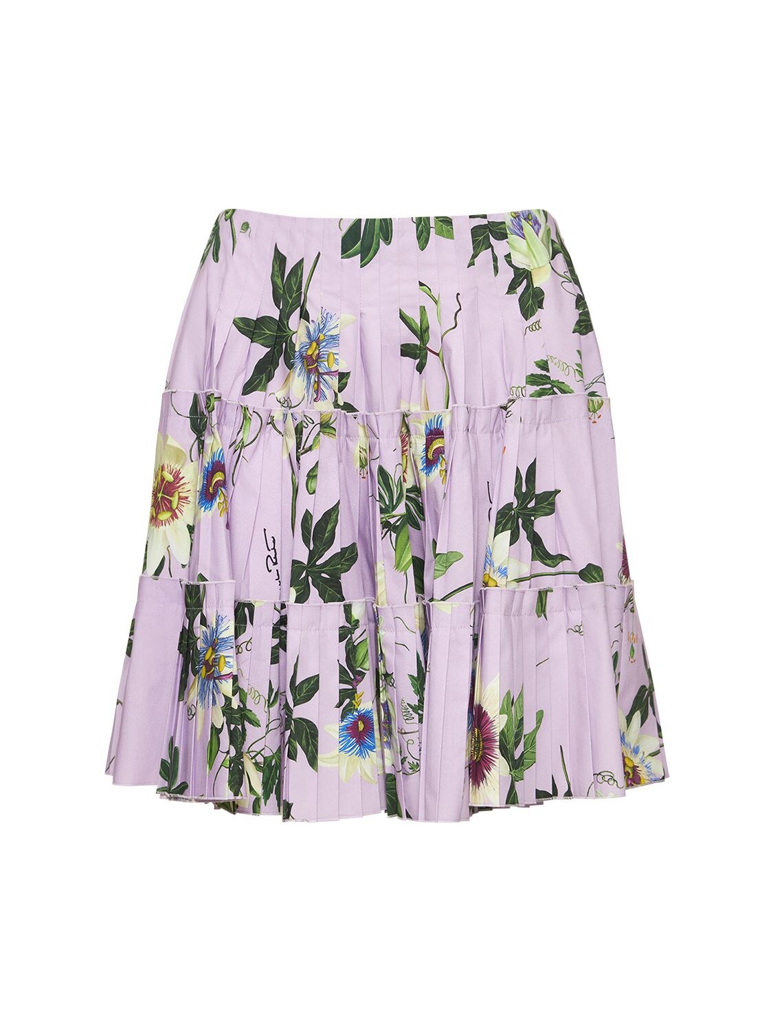 Printed Cotton Poplin Pleated Mini Skirt – WOMEN > CLOTHING > SKIRTS