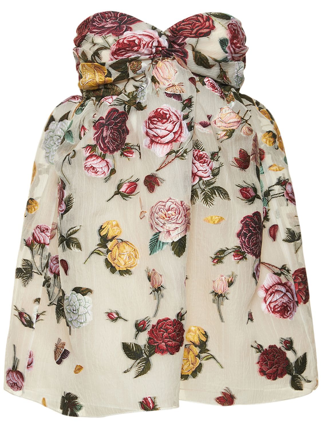 OSCAR DE LA RENTA Jacquard Roses Strapless Mini Dress