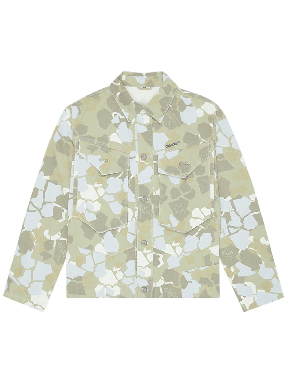 Objects Iv Life Camouflage Print Deadstock Cotton Jacket In Beige,blue