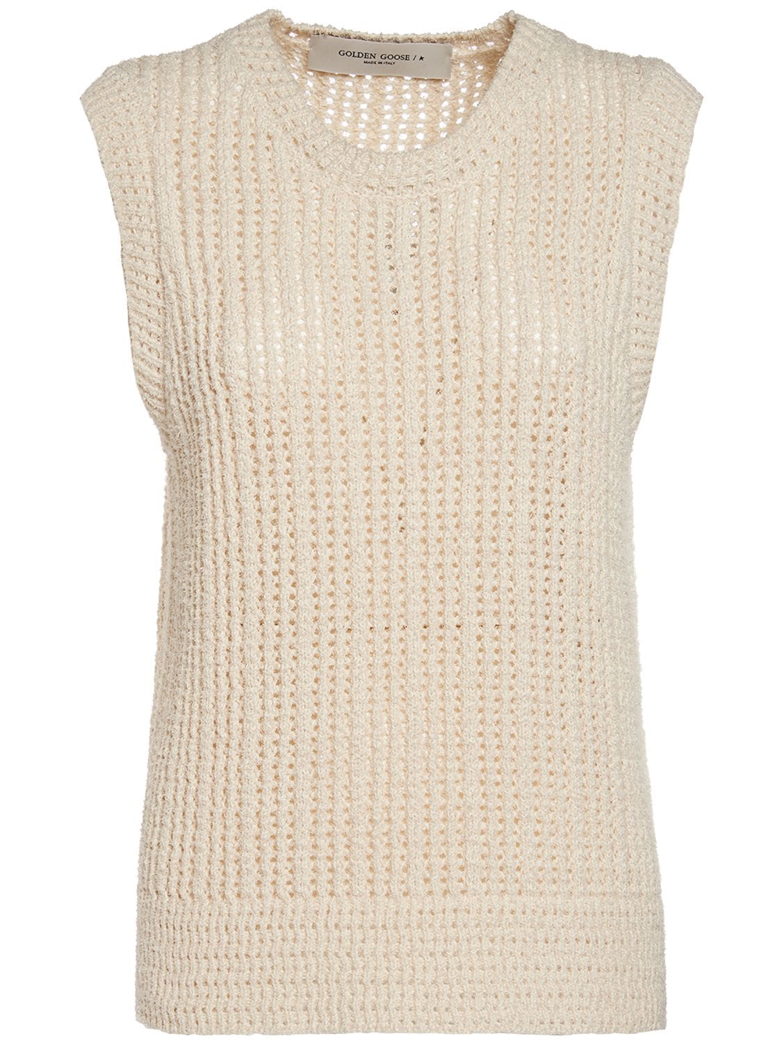 Golden Goose Journey Knit Crewneck Top In Beige