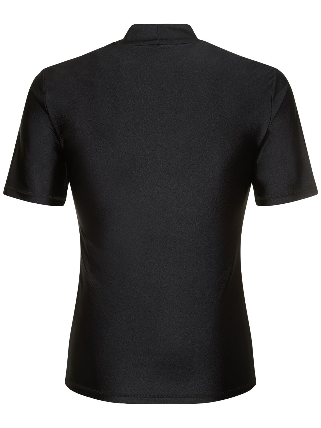 Shop Coperni Logo Fitted High Collar S/s T-shirt In Black