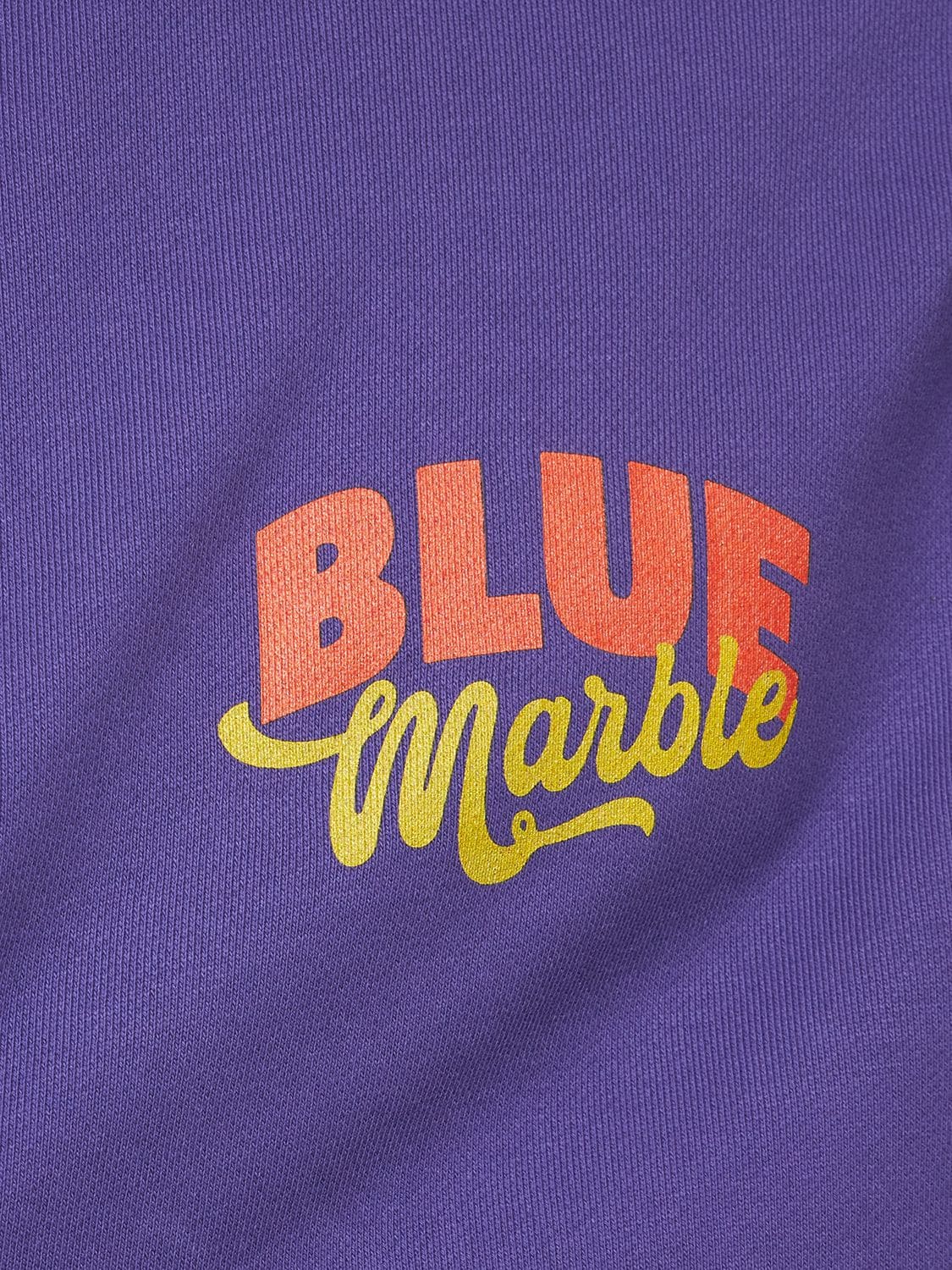 Shop Bluemarble Flower Print Cotton Hoodie In Purple