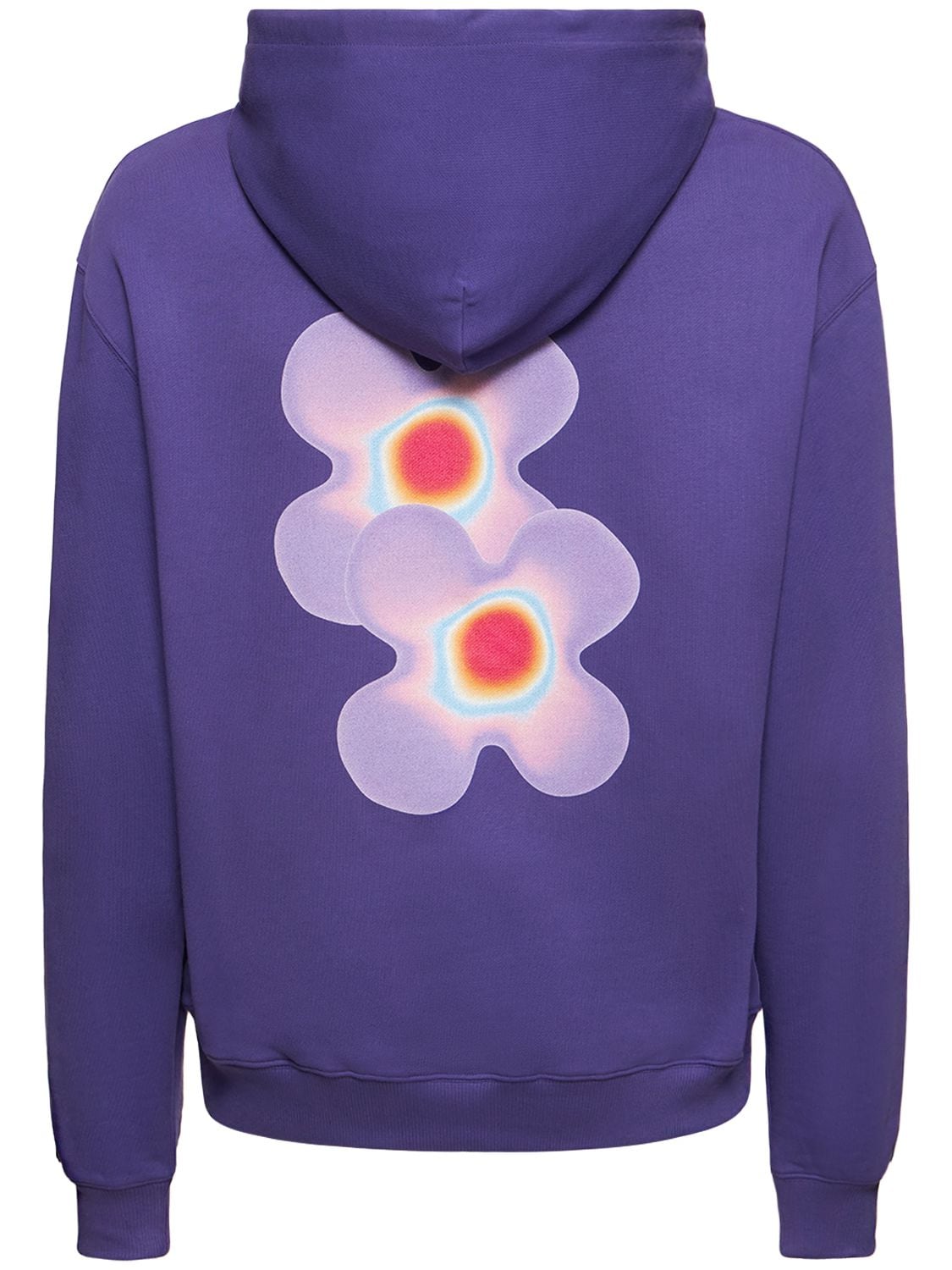 Shop Bluemarble Flower Print Cotton Hoodie In Purple