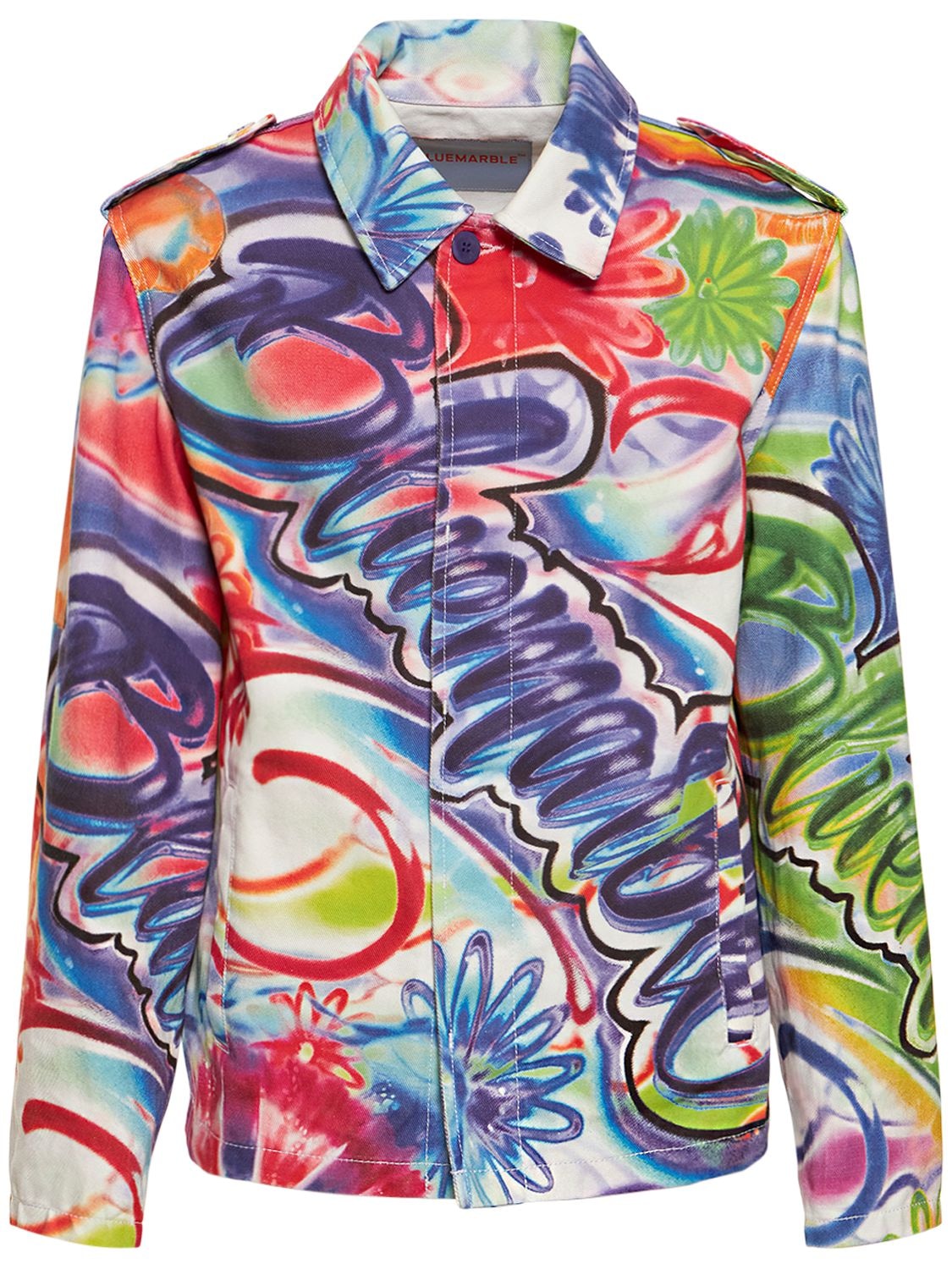 Shop Bluemarble Airbrush Print Cotton Over-shirt In Multicolor