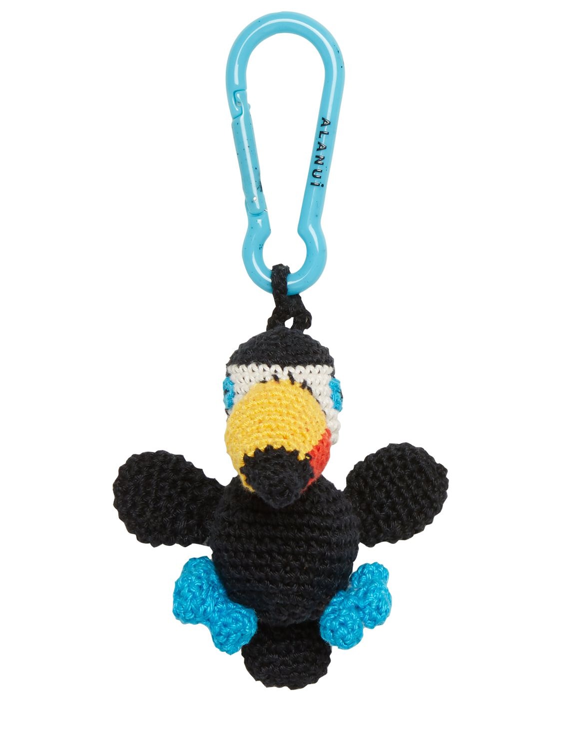 Alanui Toucan Cotton Crochet Key Holder In Black
