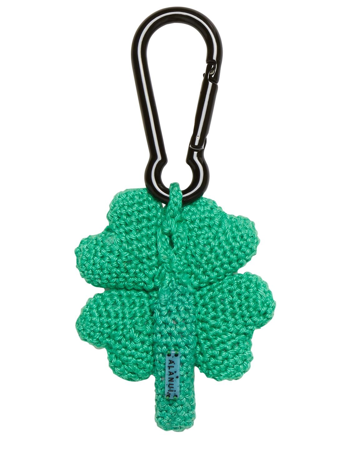 Shop Alanui 4 Leaf Clover Cotton Crochet Key Holder In Green