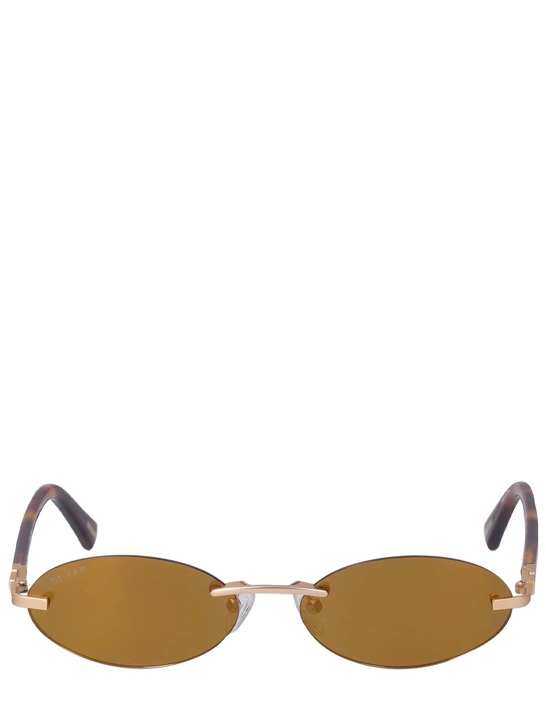 By Far Texas Oval Metal Sunglasses In Havana gold ModeSens