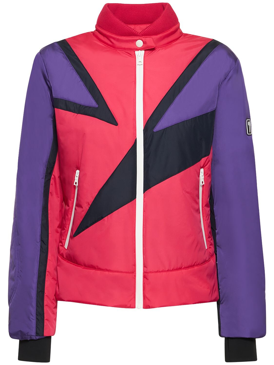 Palm Angels Thunderbolt Color-block Padded Ski Jacket In Fuchsia,blue