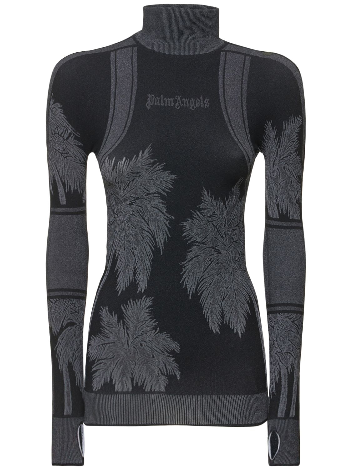 Shop Palm Angels Palm Base Layer Ski Top In Black,grey