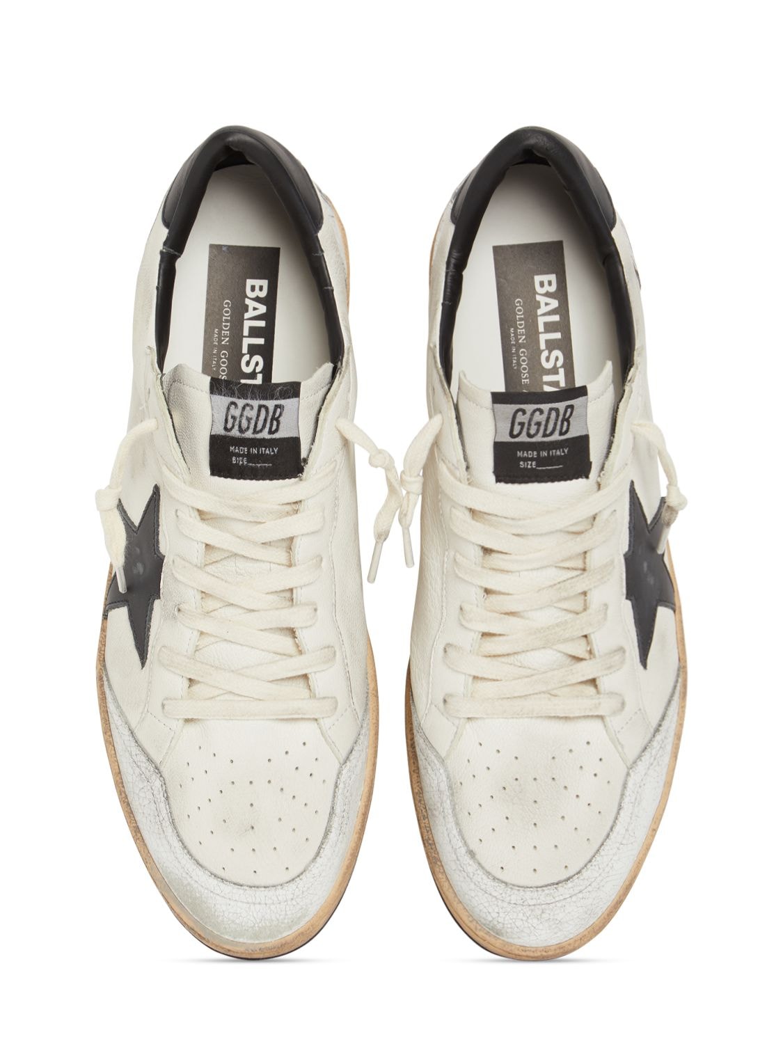 Shop Golden Goose Ball Star Nappa Leather Sneakers In White,black