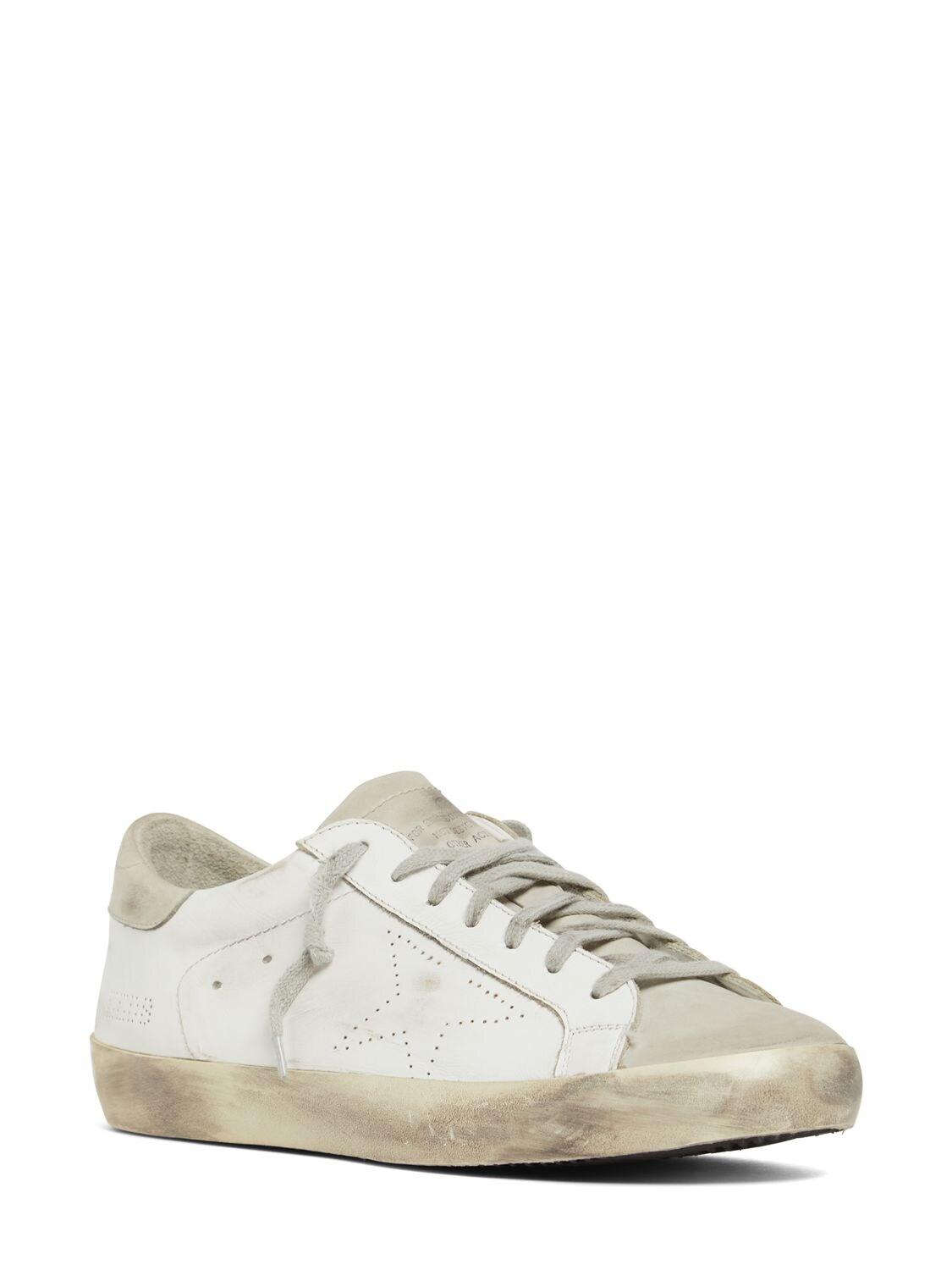 Shop Golden Goose 20mm Super Star Leather Sneakers In White,ice