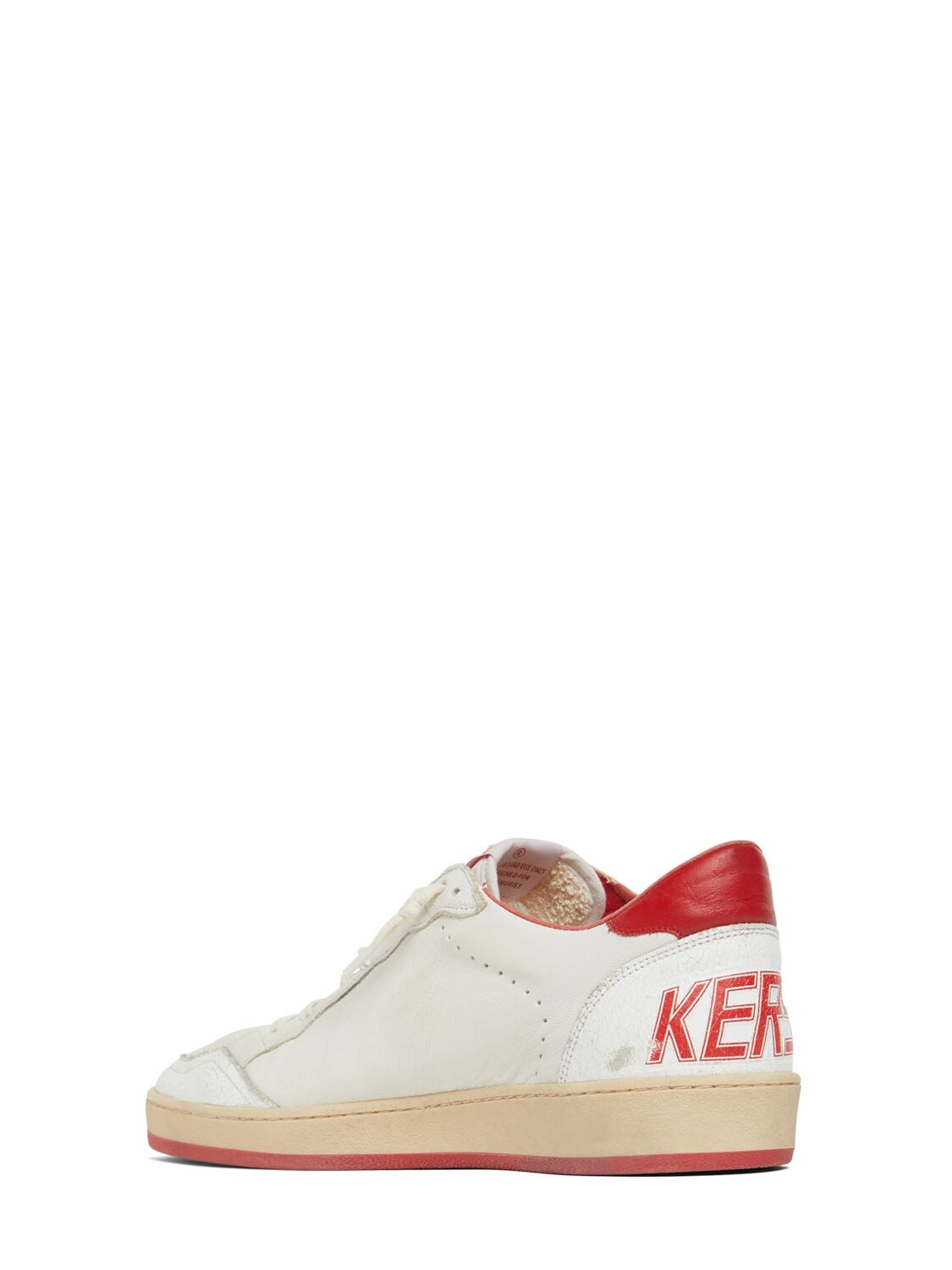 Shop Golden Goose Ball Star Nappa Leather & Nylon Sneakers In White,red