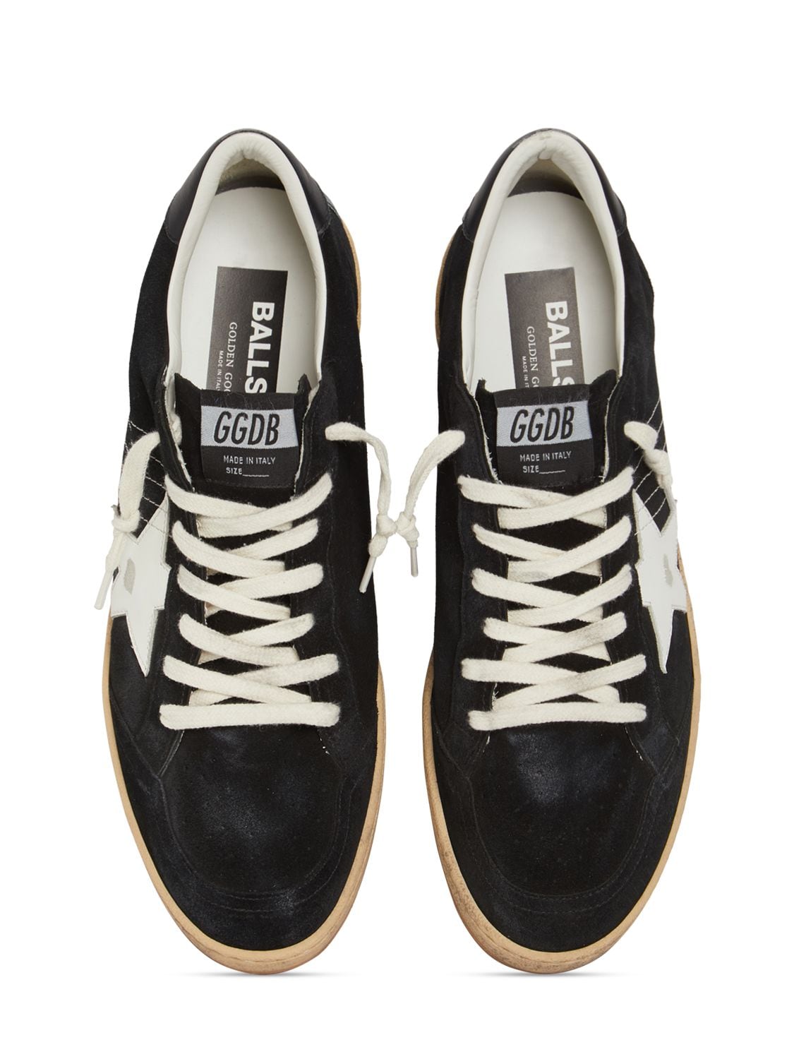 Shop Golden Goose Ball Star Suede Sneakers In Black,white