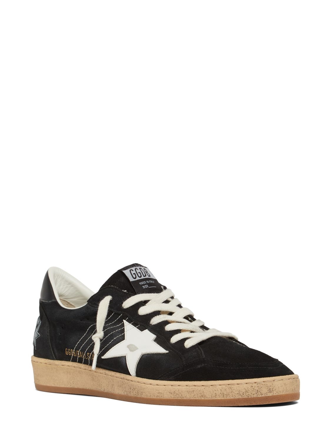 Shop Golden Goose Ball Star Suede Sneakers In Black,white