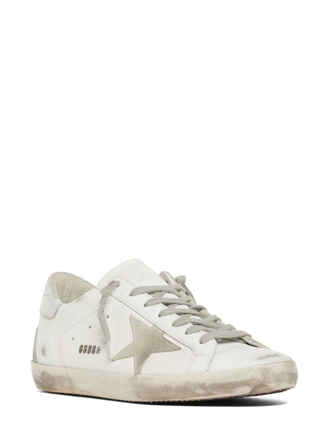 Shop Golden Goose 20mm Super Star Leather & Suede Sneakers In White,silver