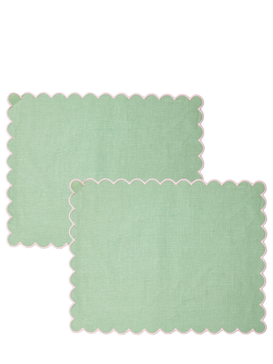 The Conran Shop Set Of 2 Scalloped Edge Placemats In Green