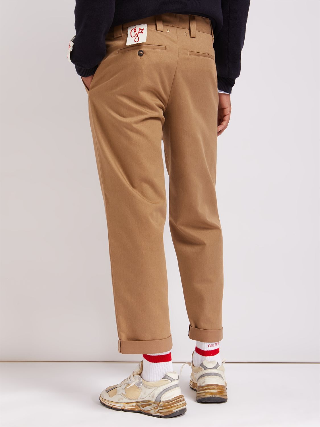 Shop Golden Goose Skate Comfort Cotton Chino Pants In Beige