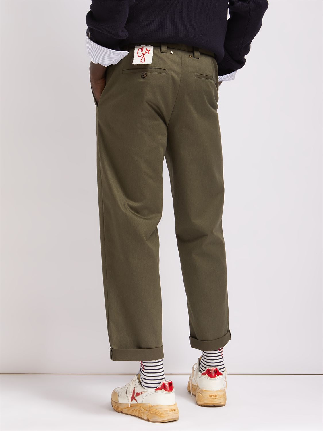 Shop Golden Goose Skate Comfort Cotton Chino Pants In Military Green
