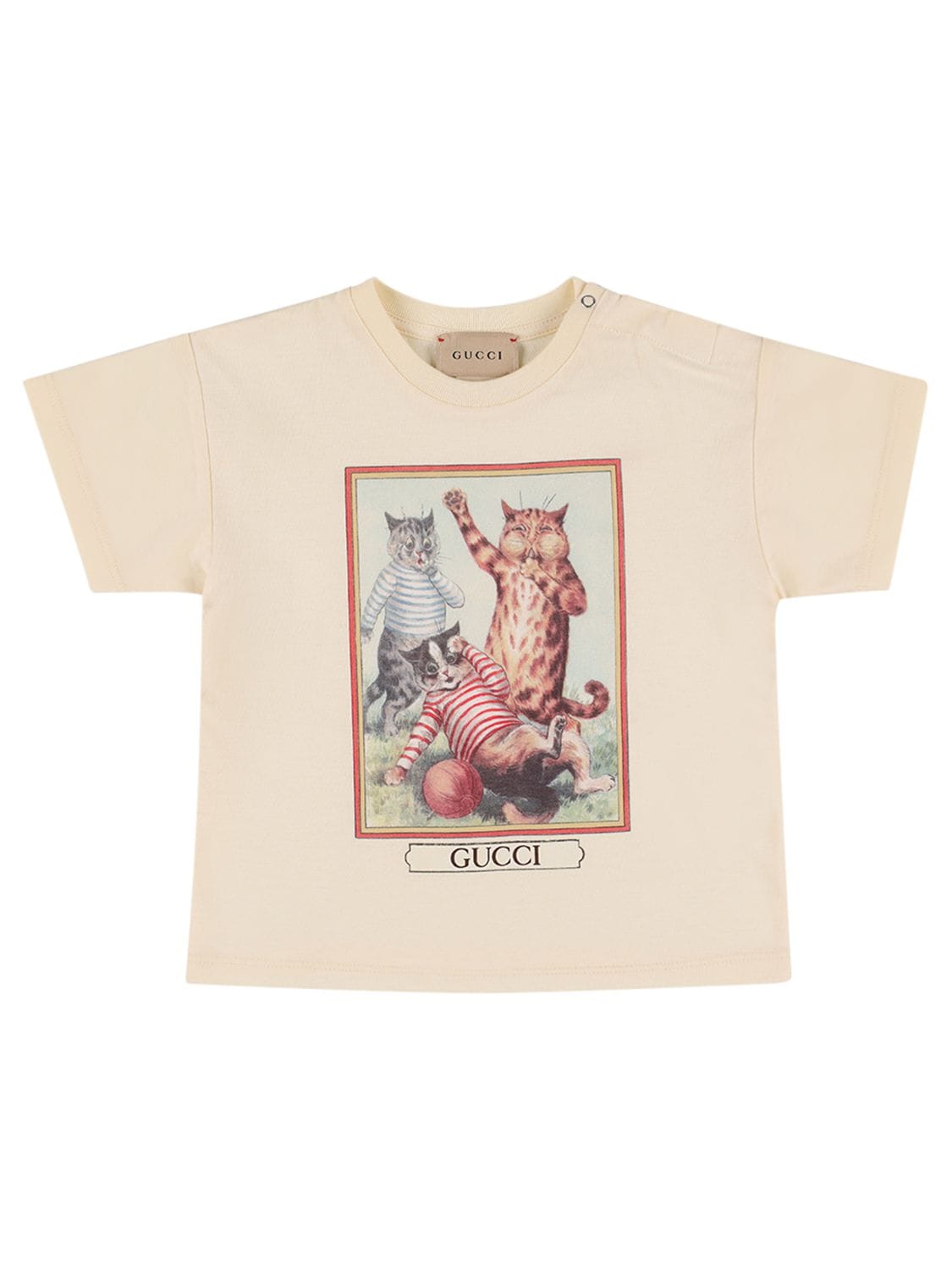 Gucci Kids' Cats Printed Cotton Jersey T-shirt In Yellow