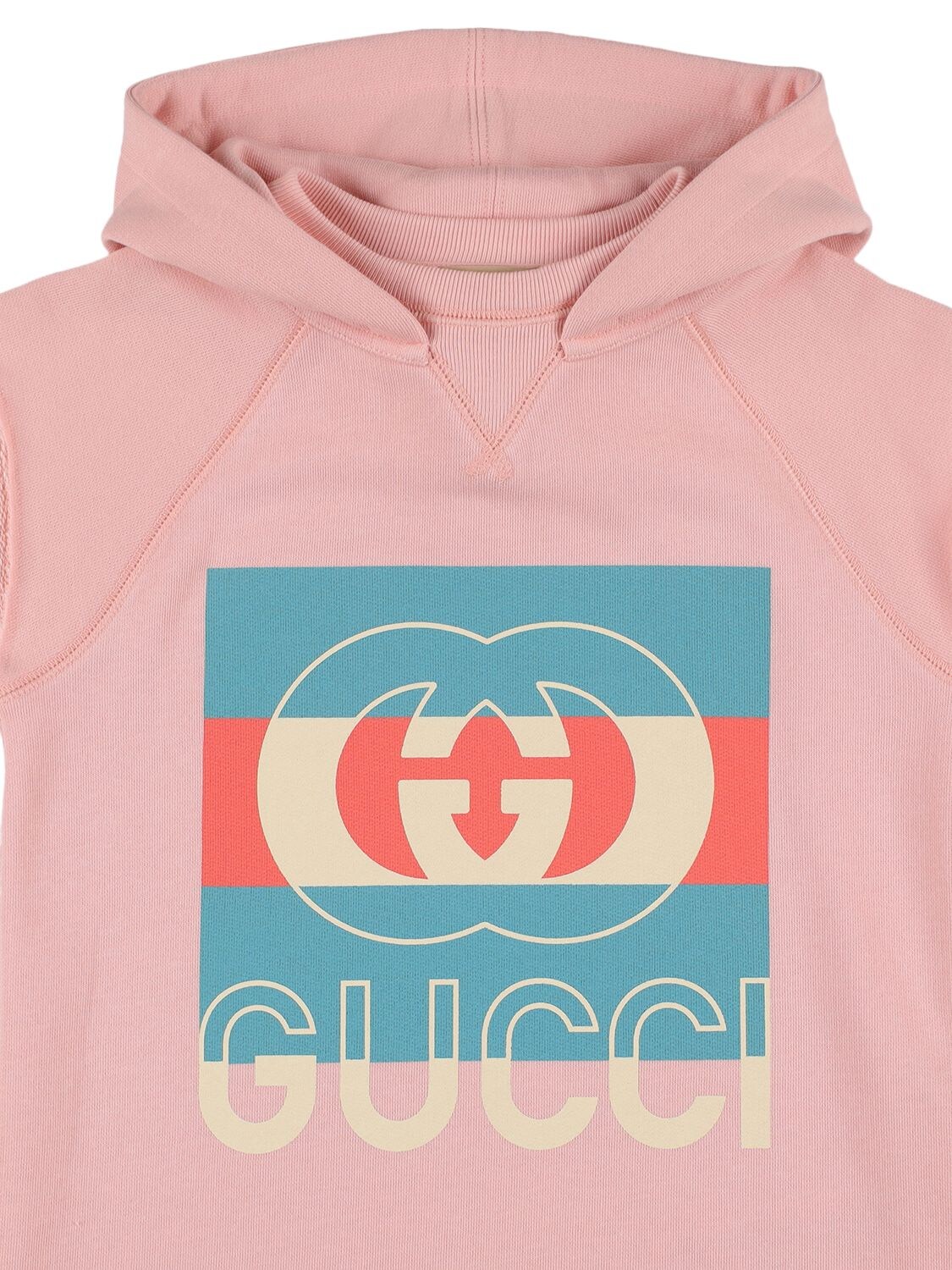 Gucci Kids Logo Cotton Jersey Hooded Dress In Pink ModeSens