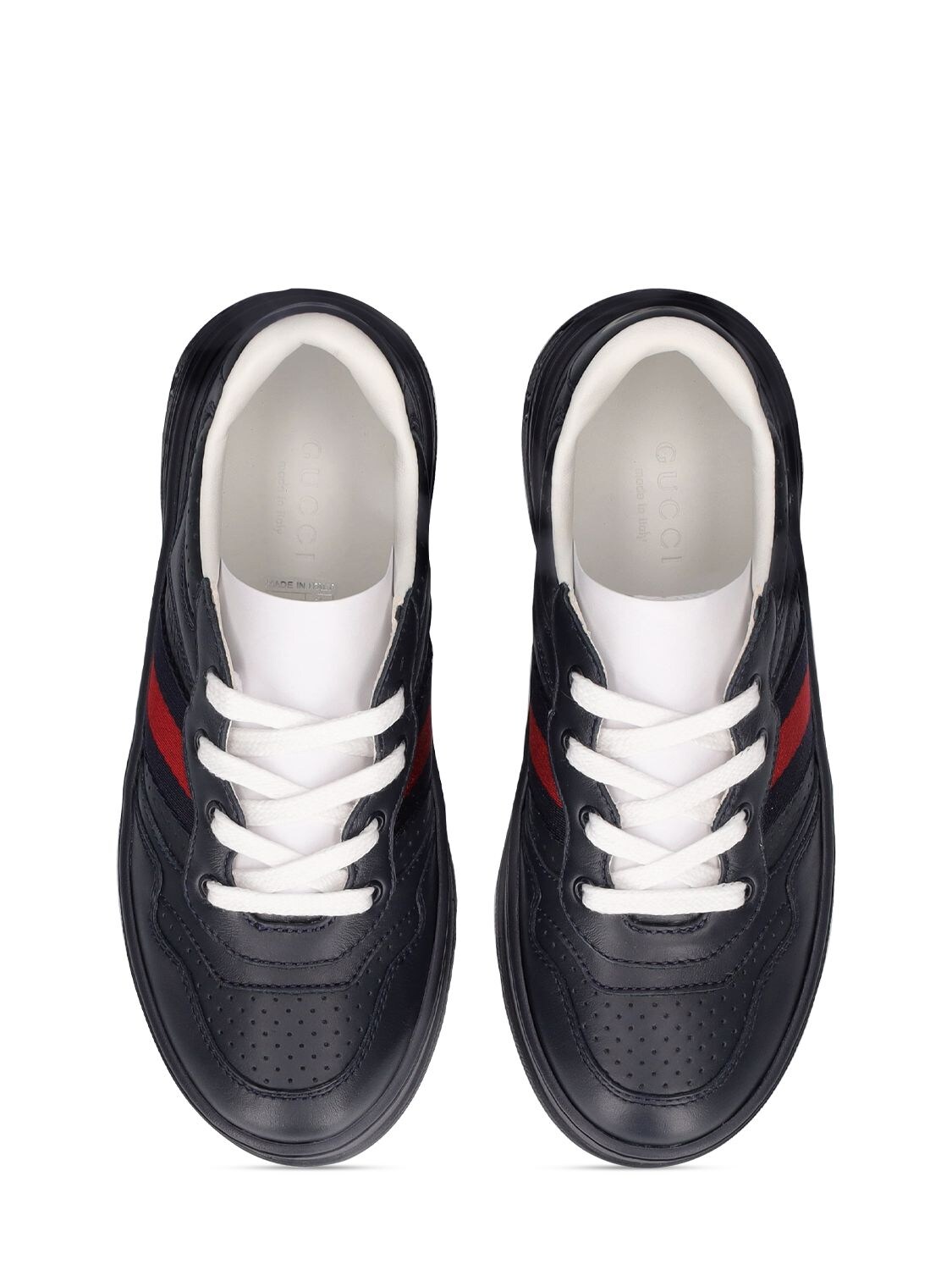 Shop Gucci Leather Sneakers In Blue