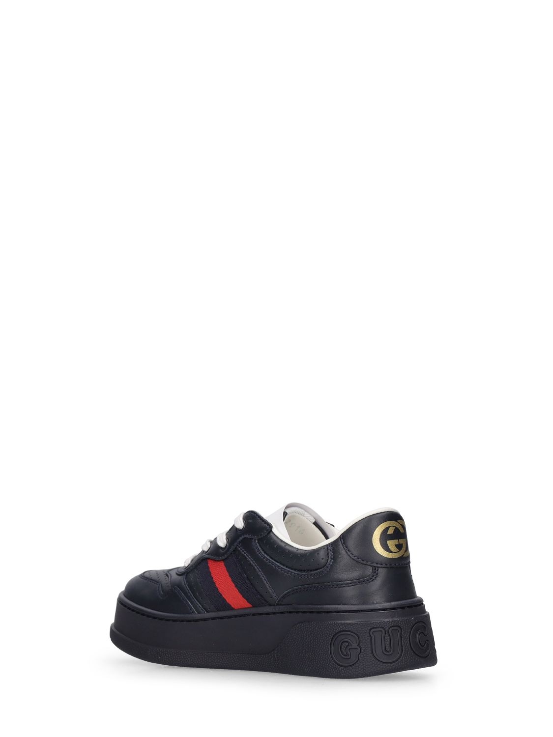 Shop Gucci Leather Sneakers In Blue