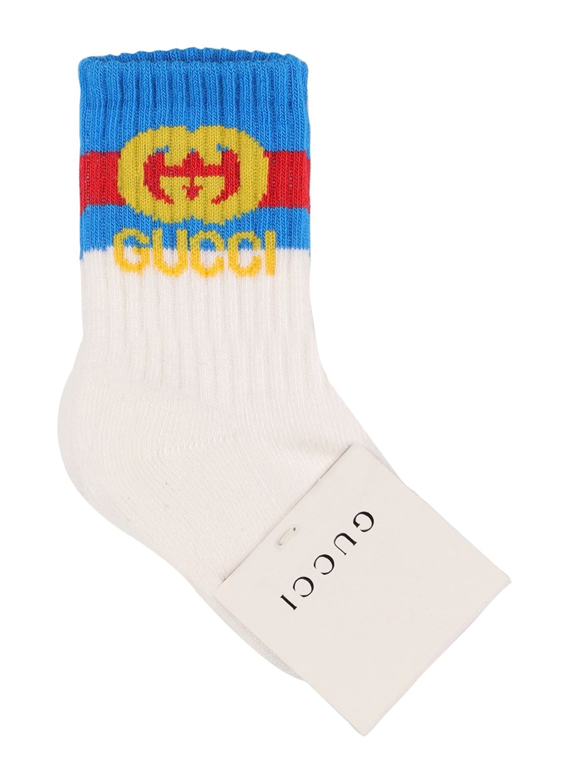 Gucci Kids' Webbylock Socks In White,light Blue