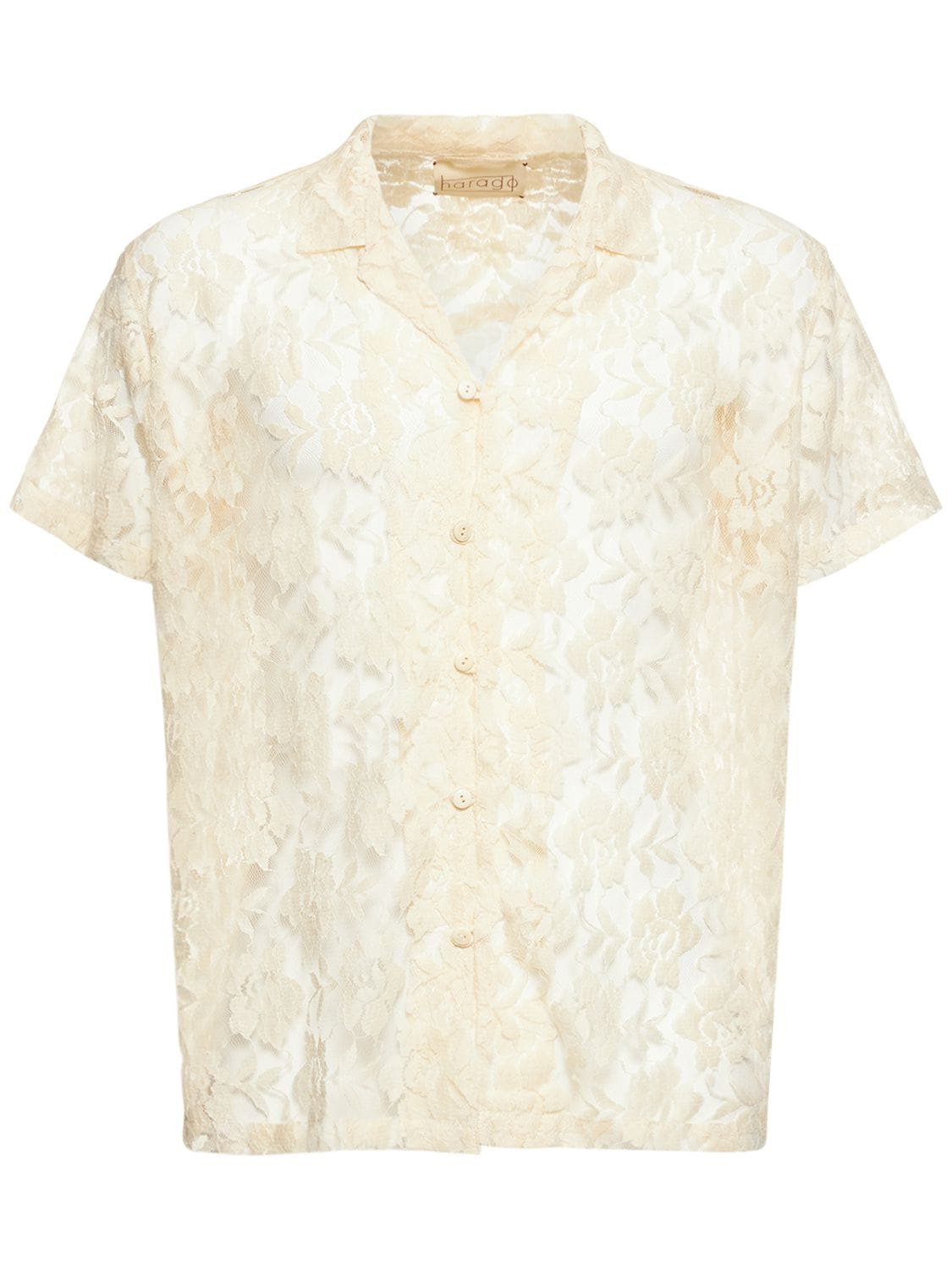 Harago Cotton Lace S/s Shirt In White