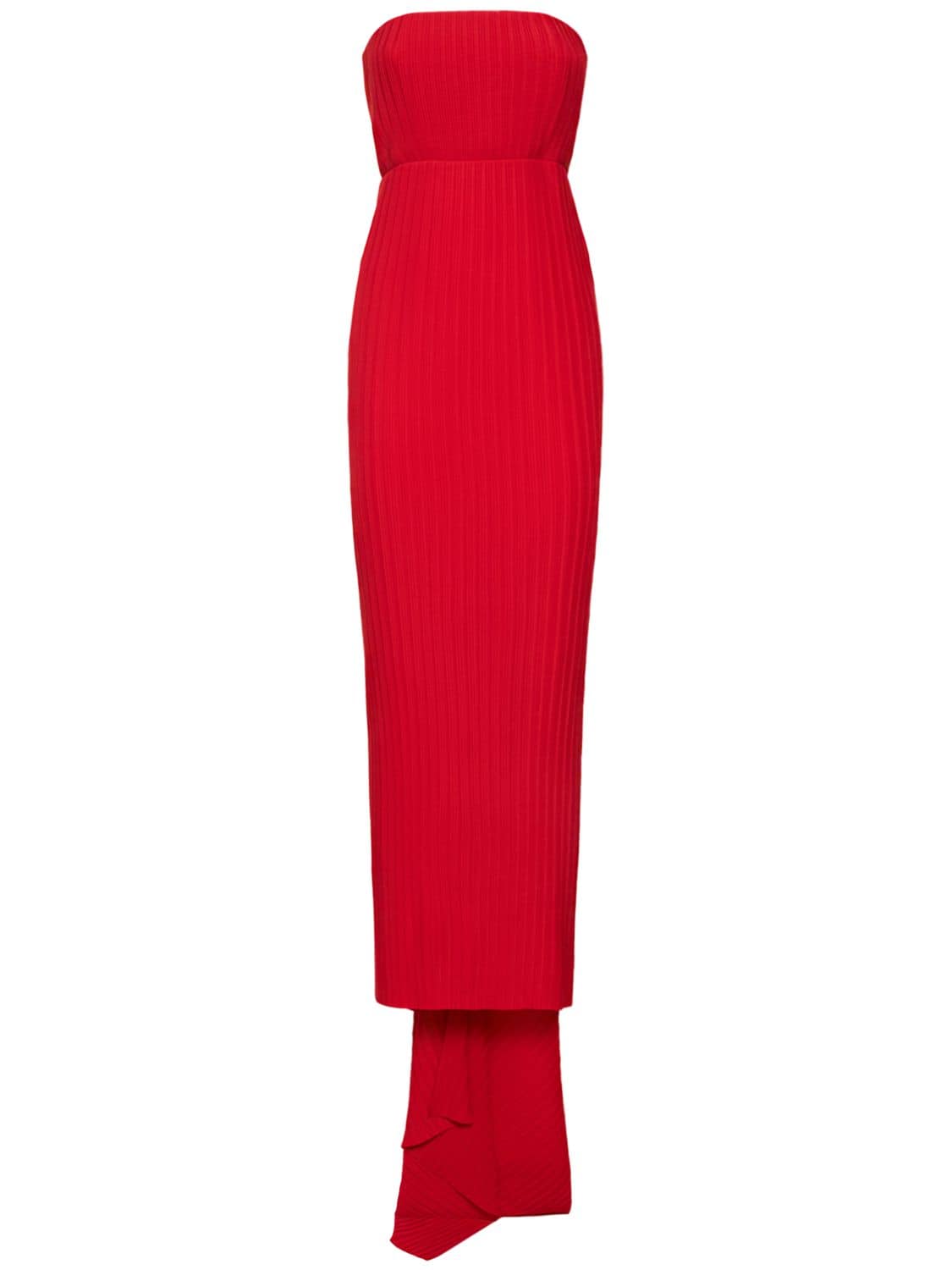 Solace London Harlee Pleated Chiffon Maxi Dress In Red