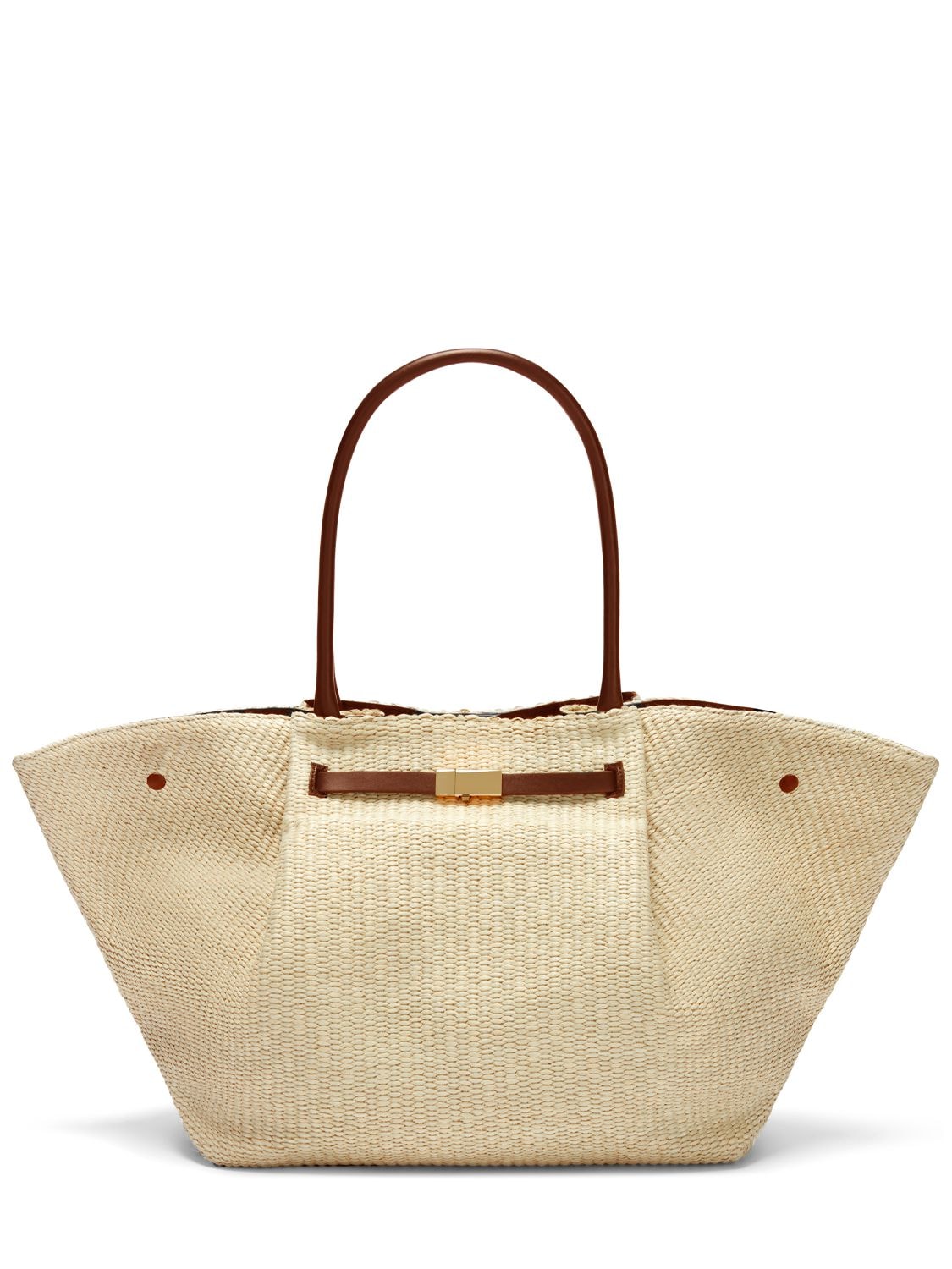 Demellier New York Raffia & Leather Tote Bag In Natural Tan | ModeSens