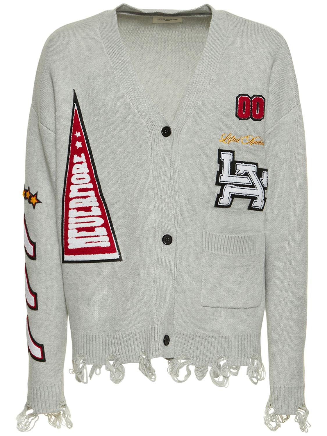 Lifted Anchors Honors Cardigan W/ Patches In Gray