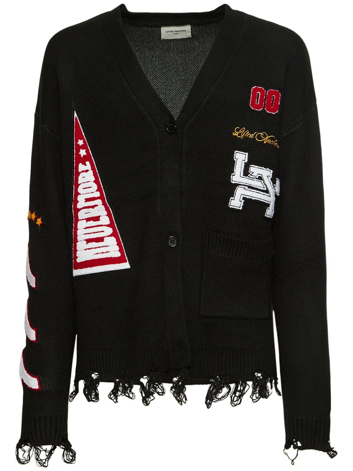 Lifted Anchors Honors Cardigan W/ Patches In Black