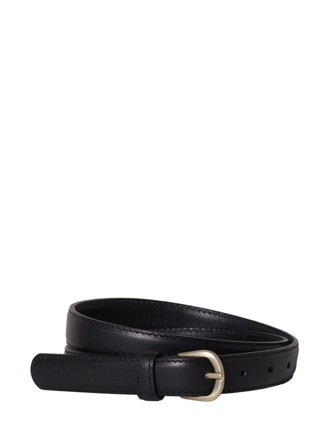 Janessa Leone Brass Buckle Leather Belt In Black