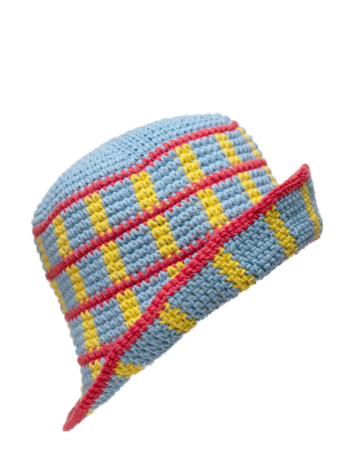 Shop Memorial Day Plaid Crochet Bucket Hat In Blue,multi