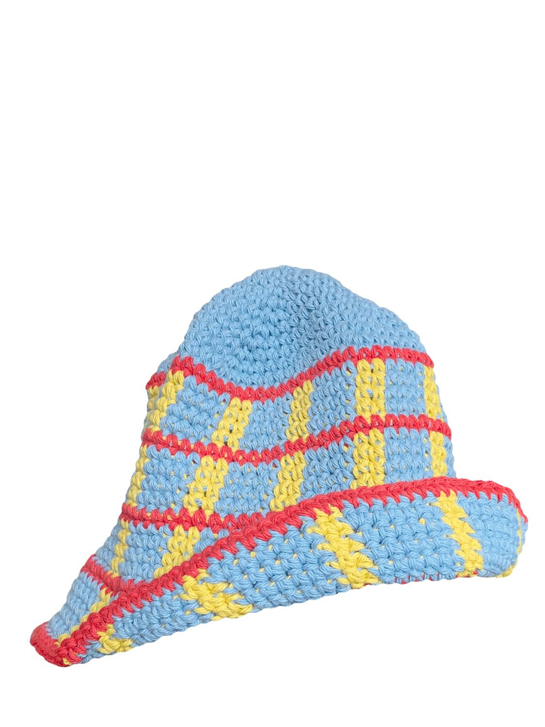 Shop Memorial Day Plaid Crochet Bucket Hat In Blue,multi