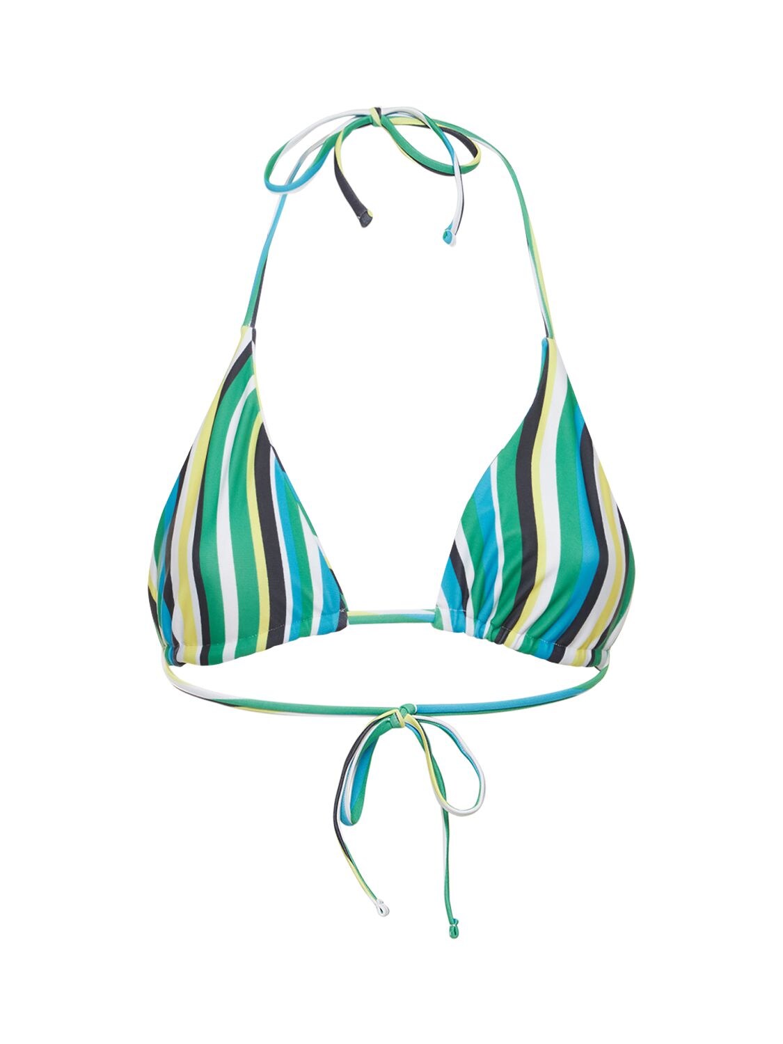 Shop Simon Miller Bwai Striped Triangle Bikini Top In Green,multi