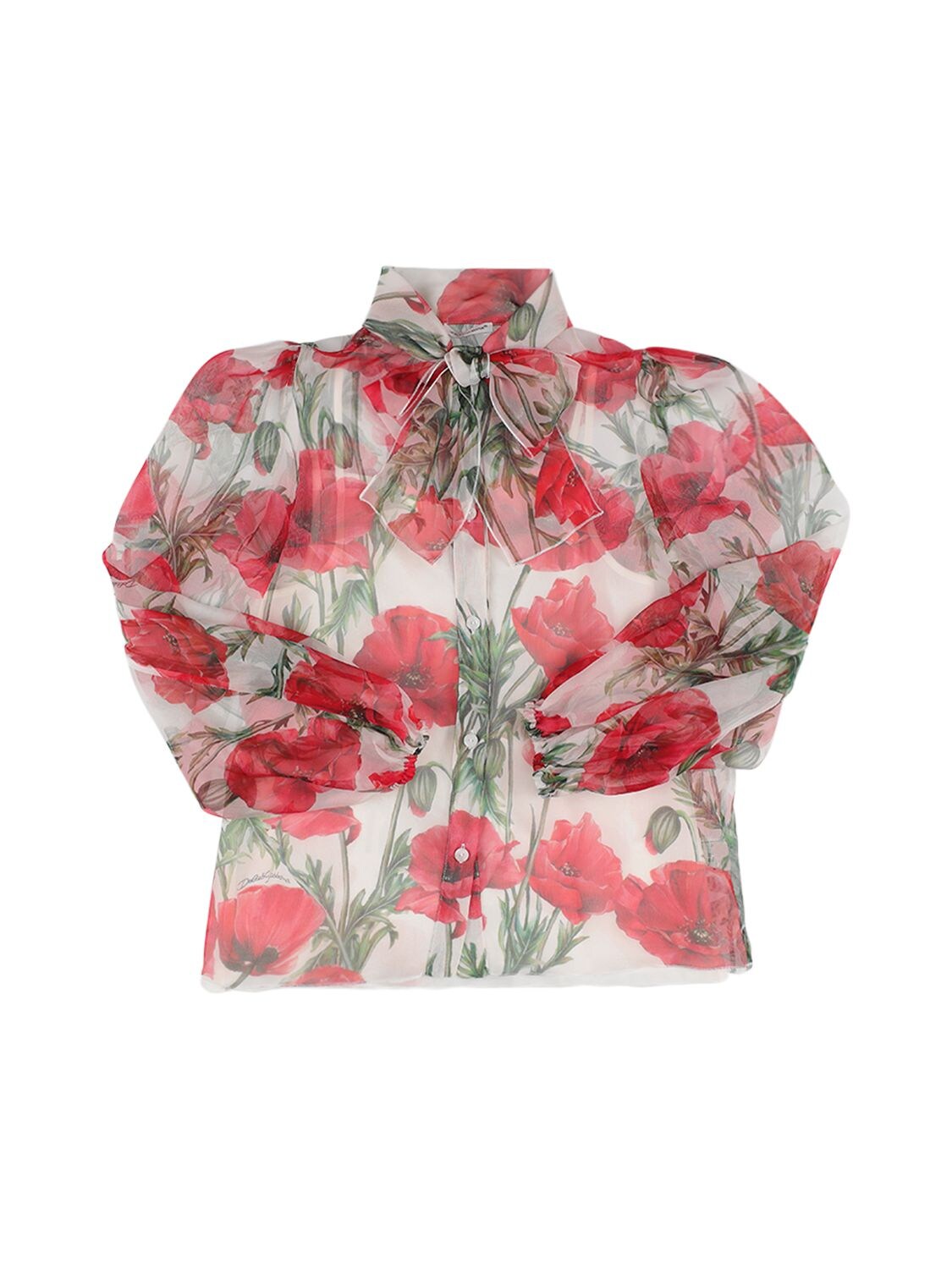 DOLCE & GABBANA FLOWERS PRINT SILK CHIFFON SHIRT