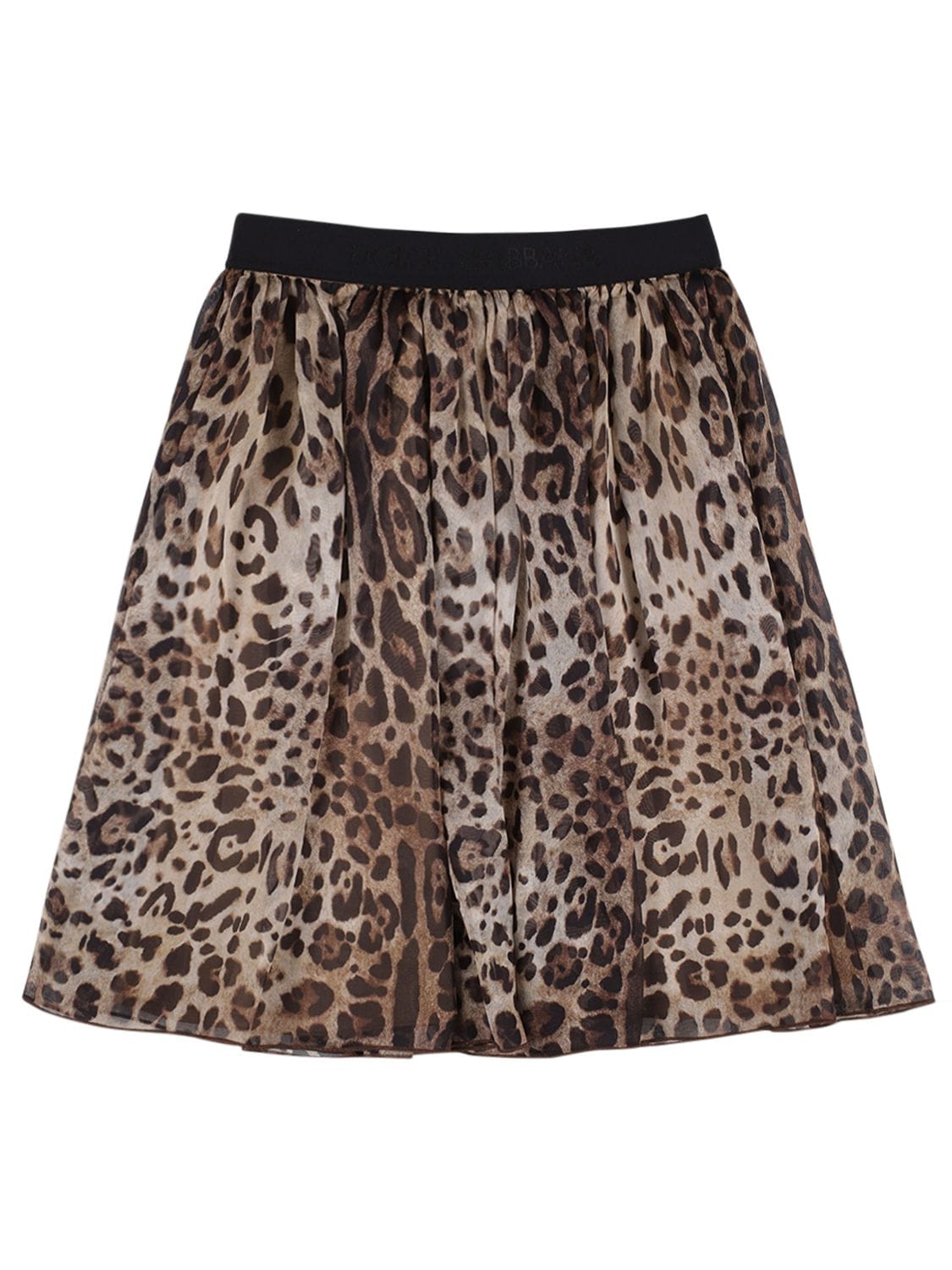 Dolce & Gabbana Kids' Printed Silk Chiffon Midi Skirt In Brown