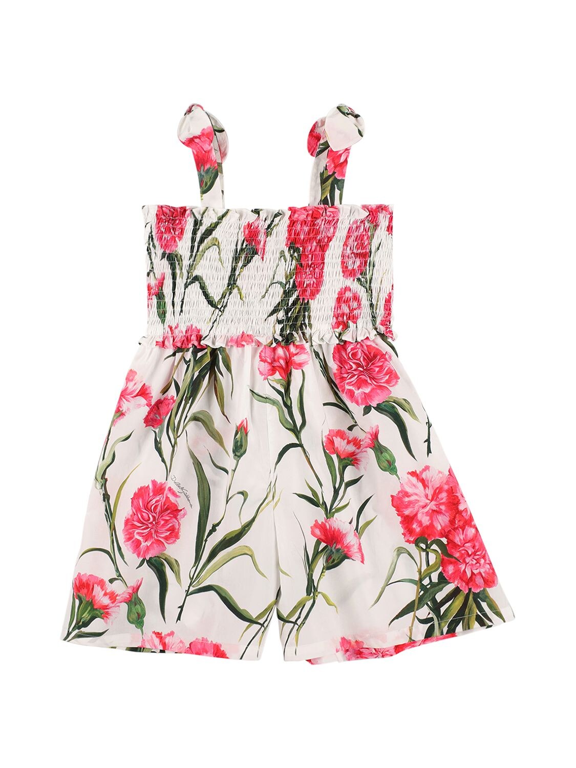 Flower Printed Cotton Poplin Jumpsuit – KIDS-GIRLS > CLOTHING > OVERALLS & JUMPSUITS