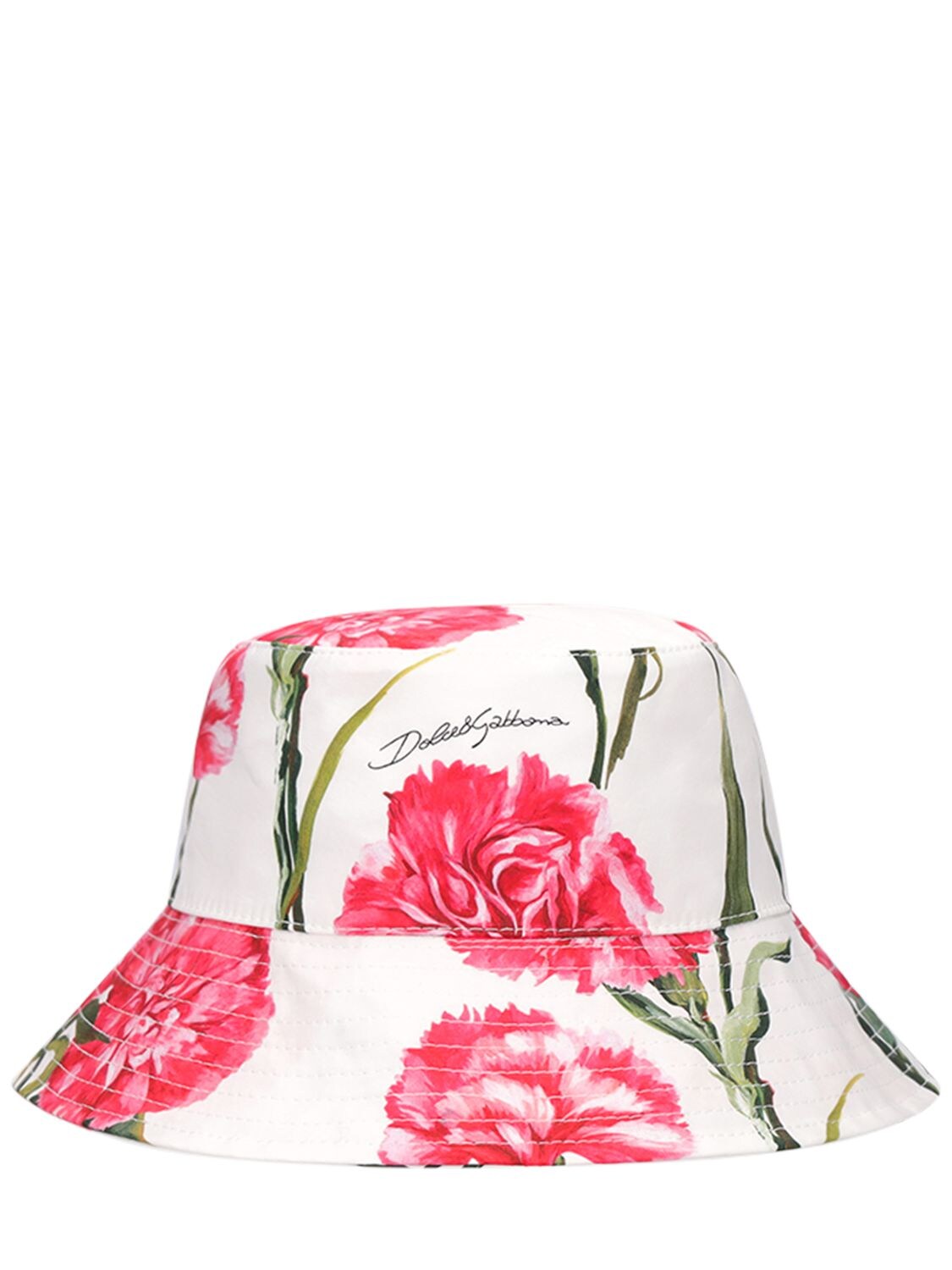 Flowers Print Cotton Bucket Hat