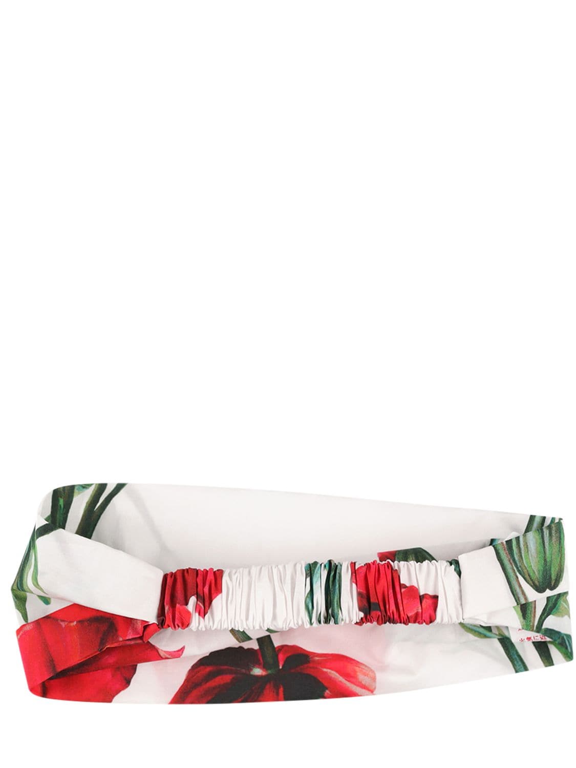 Shop Dolce & Gabbana Flowers Print Cotton Headband In White,red