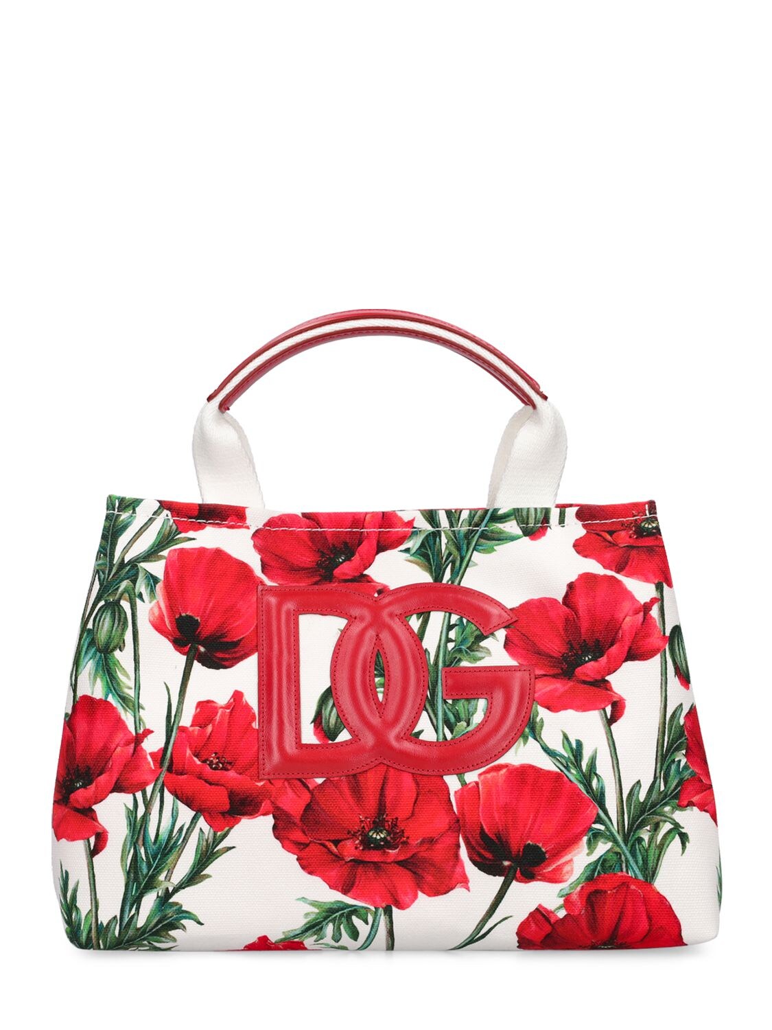 Printed Cotton Handbag W/logo Patch