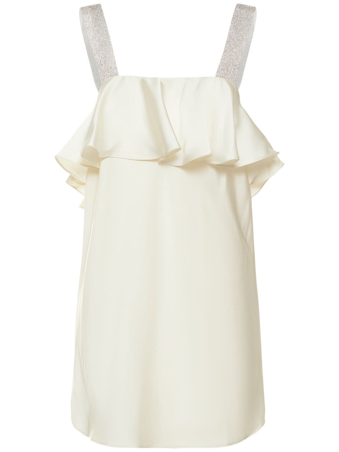 Rotate Birger Christensen Slippu Satin Twill Embellished Dress In White